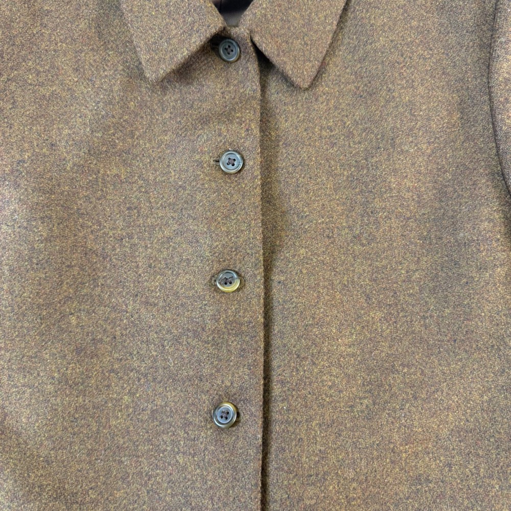 Lands End Women Petite Blazer Jacket Brown Tweed Wool Blend Button Front Size 14 - Picture 5 of 16